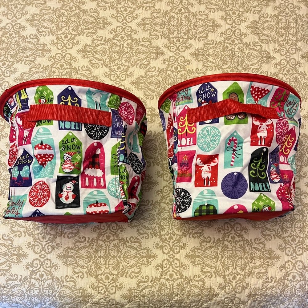 Two Matching Thirty-one Utility Bins, Holiday Print